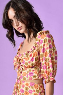 Echo Club House Tyler Perf Smocked Floral Top