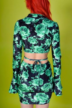 Echo Club House Annette Deadstock Crushed Velvet Floral Skirt Clothes