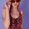 Echo Club House Allana Tie Up Floral Knit Tank