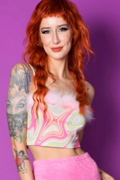 Echo Club House The Chills That U Spill Y2K Fuzzy Top Tank Clothes