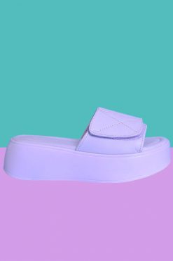 Echo Club House Life Of Leisure Platform Velcro Slides - Grape Shoes