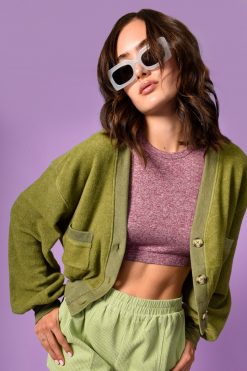 Echo Club House Clothes Stevie Perf Fuzz Cardigan