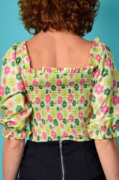Echo Club House Tyler Perf Smocked Floral Top