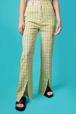 Echo Club House Clothes Jupiter Plaid Split Hem Trouser By Daisy Street