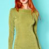 Echo Club House Go-Go Slinky Shift Dress - Olive Clothes