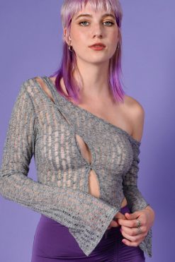 Echo Club House Leora Ripped Up Asymmetrical Knit Top Clothes