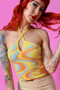 Echo Club House Clothes Sleep 2 Dream Halter Knit Swirl Top