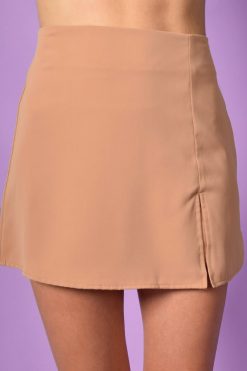 Echo Club House Jesse Essential Slit Mini Skirt - Tan Clothes