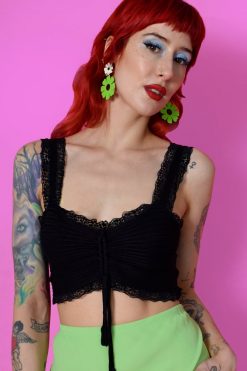 Echo Club House Clothes Twisted Fate Lace Trim Ribbed Tank