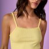 Echo Club House Bard Lace Trim Crop Ribbed Cami