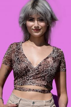 Echo Club House Vivienne Leopard Mesh Wrap Top Clothes