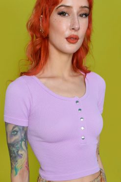 Echo Club House Cleo Snap Henley Textured Seamless Top