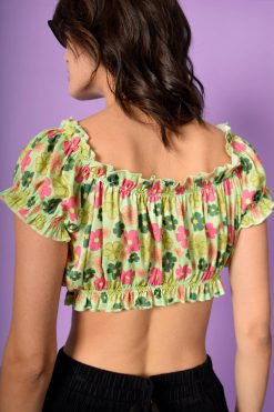 Echo Club House Charlie Tie Front Perf Floral Top Clothes
