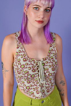 Echo Club House Allana Tie Up Floral Knit Tank