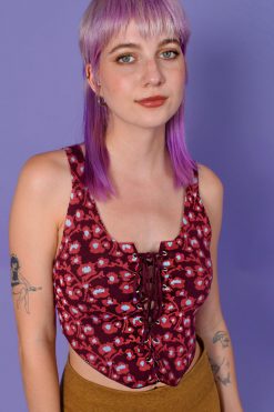 Echo Club House Allana Tie Up Floral Knit Tank