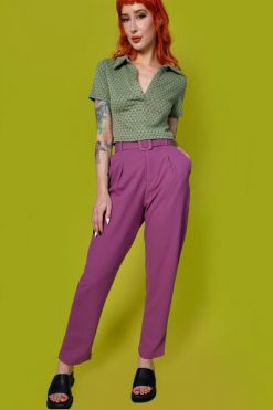 Echo Club House Loveless Belted Trouser - Berry Clothes