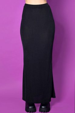 Echo Club House Clothes Walk The Halls Slinky Maxi Skirt - Black