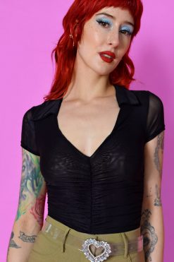 Echo Club House Clothes Here For Now Mesh Layered Collared Leotard