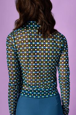 Echo Club House Clothes Dynamite Print Mesh Button Up