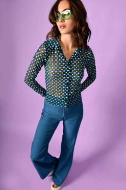 Echo Club House Clothes Dynamite Print Mesh Button Up