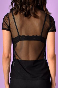 Echo Club House Bae Mesh Bar Bell Open Collared Top Clothes
