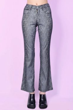 Echo Club House Deadstock Morgan Metallic Snake Skin Print Flare Pants