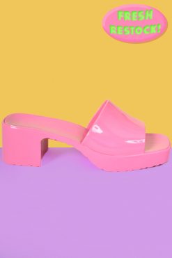 Echo Club House Yes Please Jelly Strap Mule Heel - Flamingo