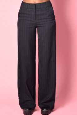 Echo Club House Clothes Y2K Perfection Pinstripe Wide Legs - Noir