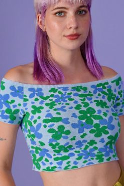 Echo Club House Clothes Klaire Off Shoulder Floral Knit Top