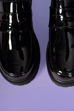 Echo Club House Shoes Patent Randy Chunky Platform Loafers