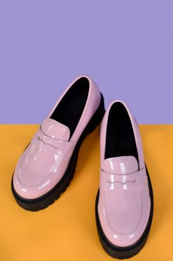 Echo Club House Shoes Patent Bernie Chunky Platform Loafers - BB Pink