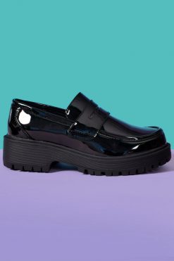 Echo Club House Shoes Patent Randy Chunky Platform Loafers