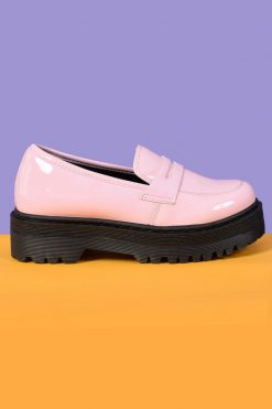 Echo Club House Shoes Patent Bernie Chunky Platform Loafers - BB Pink
