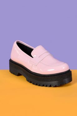 Echo Club House Shoes Patent Bernie Chunky Platform Loafers - BB Pink