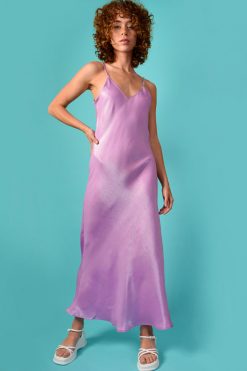 Echo Club House Nebula Metallic Maxi Slip Dress - Pink Opal Clothes