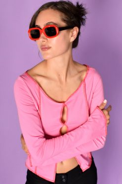 Echo Club House Hazel Open Front Overlock Stitch Top