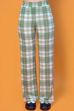 Echo Club House Only Wanna Be With You Plaid Wide Leg Trouser - Sage Clothes