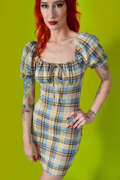 Echo Club House Greta Plaid Gathered Dress Clothes