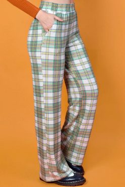 Echo Club House Only Wanna Be With You Plaid Wide Leg Trouser - Sage Clothes