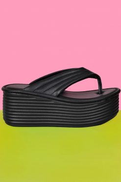 Echo Club House Shoes Lola Thong Platforms - Licorice