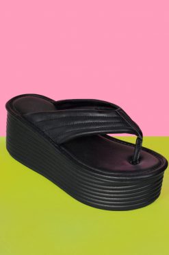 Echo Club House Shoes Lola Thong Platforms - Licorice