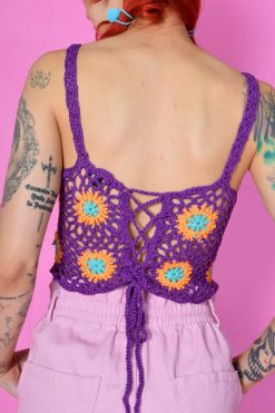 Echo Club House Break Me Loose Crochet Tank - Indigo