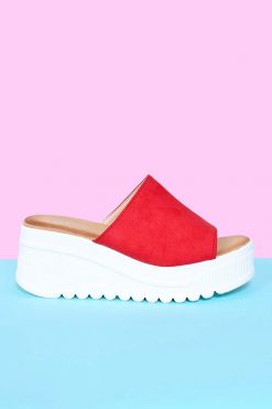 Echo Club House Shoes Kensington Faux Suede Platform Sandals - Ruby