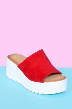 Echo Club House Shoes Kensington Faux Suede Platform Sandals - Ruby