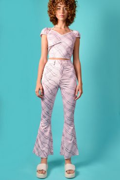 Echo Club House Clothes Retrograde Swirl Plaid Printed Flares