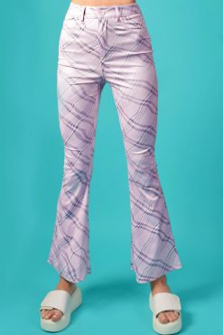 Echo Club House Clothes Retrograde Swirl Plaid Printed Flares