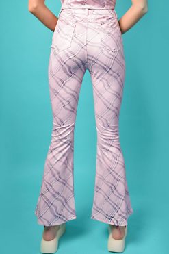 Echo Club House Clothes Retrograde Swirl Plaid Printed Flares