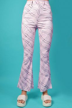 Echo Club House Clothes Retrograde Swirl Plaid Printed Flares