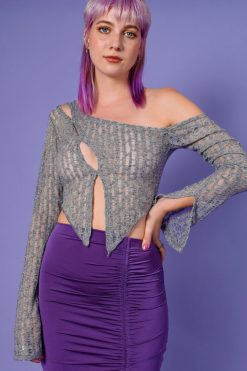 Echo Club House Leora Ripped Up Asymmetrical Knit Top Clothes