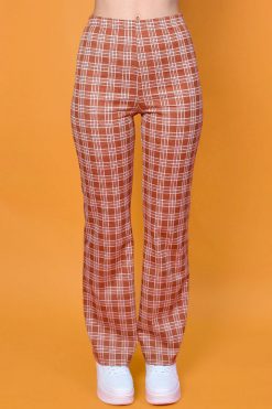 Echo Club House Clothes Hold Her Hand Plaid Flare Pants